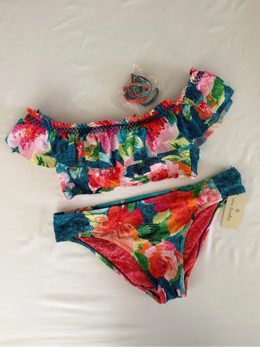 Vera Bradley SuperBloom Layla Top Hipster Bottoms Ruffle Floral Medium 2 Piece‎